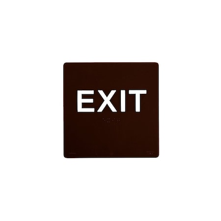 Bcf 6 x 6 Exit Text, Square Print, 1/8 Acrylic With Braille, Brown SB450-BROWN
